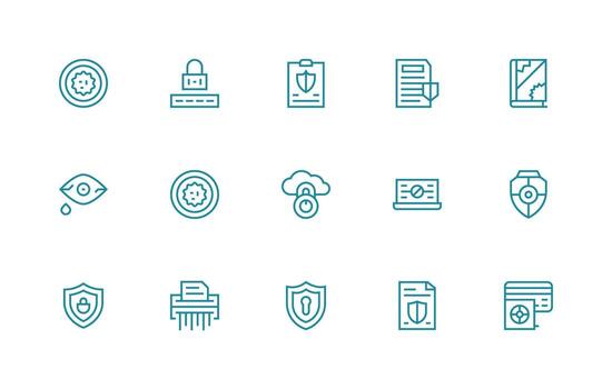 15 Regular Line Icons for Information Security Graphics Flexible Icon System for Web Interfaces vector