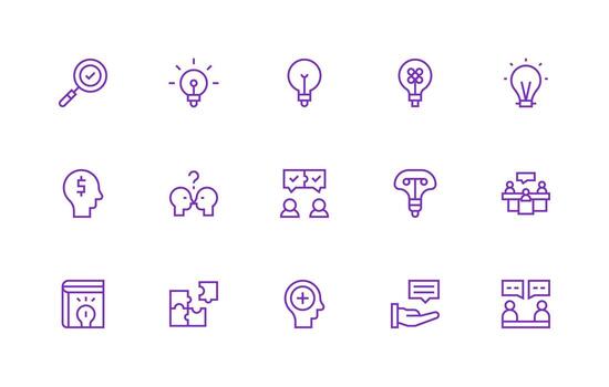 resolver problemas incluso 15 regular línea ilustraciones escalable íconos para todas temas vector