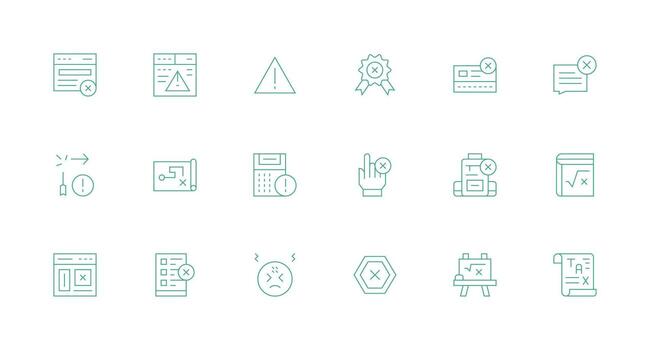 incorrecto incluso 18 mínimo línea ilustraciones mínimo icono conjunto para interfaz proyectos vector