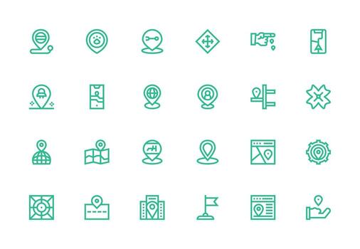 24 Icons for Coordinates in Thick Line Line Format Design Ready Icon Set for Teams vector