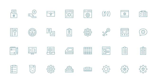 Manage Icon Set with 32 Thin Line Graphics Interface Icon Collection for Daily Projects vector