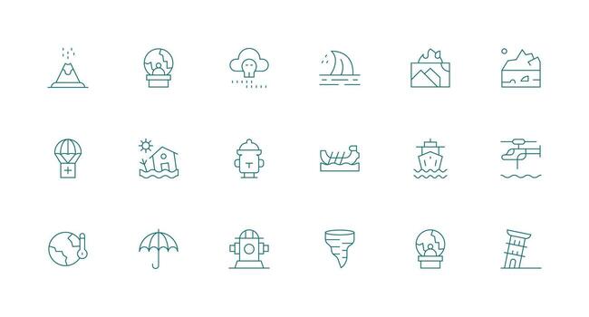Minimal Line Icons from Disaster Set with 18 Vectors Basic Icon Series