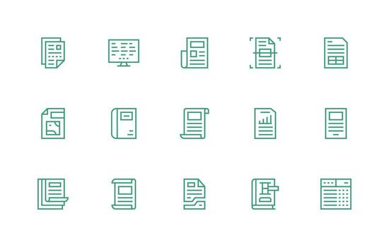 Excel Visual Pack containing 15 Regular Line Icons Printable Icon Collection vector