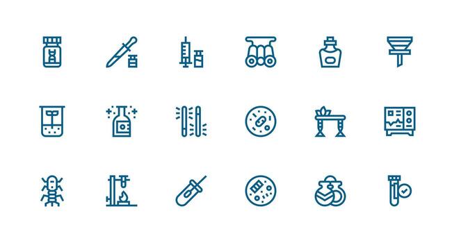 18 Strong Stroke Line Vectors for Lab Theme Core Icon Collection for Daily Tasks