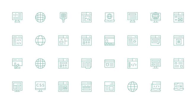Browser featuring 32 Icons in Thin Line Design General Use Icon Pack vector