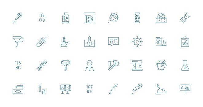 32 Thin Line Style Icons from Laboratory Collection Fully Editable Icon Set for Web vector