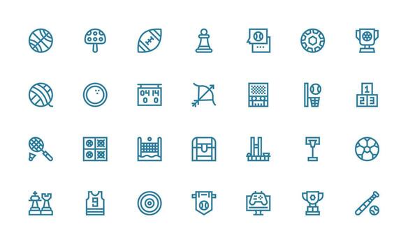28 negrita línea íconos para juego gráficos sencillo íconos para interfaz y wireframes vector