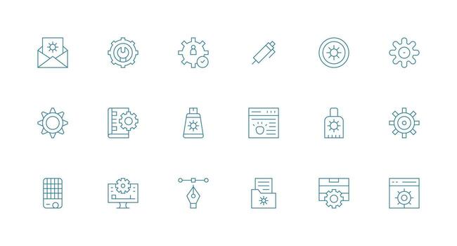 18 Minimal Line Designs for Customize Icons Icon Set for Projects vector