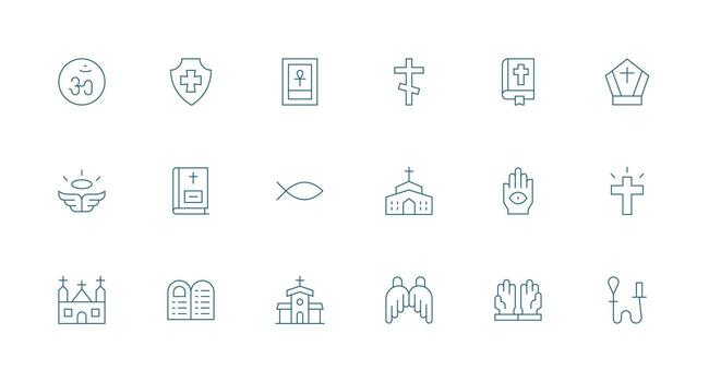 Minimal Line Style Divine Icons with 18 Vectors Reusable Icon Set
