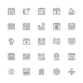 Calendar Set with 25 Medium Stroke Outline Icons User Interface Icons for Digital Products vector