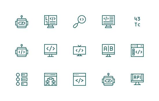 15 Regular Line Icons for Programming Graphics Creative Icon Set vector