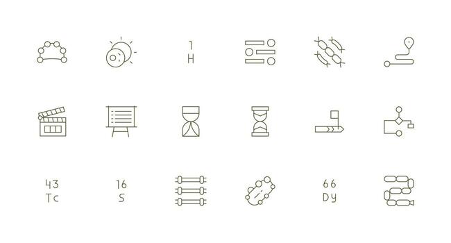 18 Sequence Icons in Minimal Line Aesthetic Flexible Icon System for Web Interfaces vector