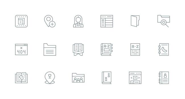 directorio icono colección con 18 mínimo línea diseños lleno icono biblioteca para ui diseñadores vector