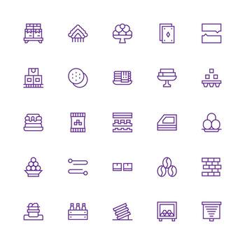 Stacked featuring 25 Icons in Medium Stroke Outline Design Balanced Icon Set for Functional Design vector