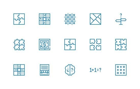 15 regular línea estilo íconos desde rompecabezas colección interfaz icono colección vector