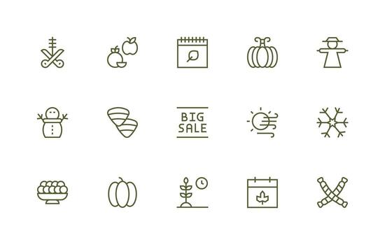 15 Regular Line Style Icons from Seasonal Collection Core Icon Collection for Daily Tasks vector
