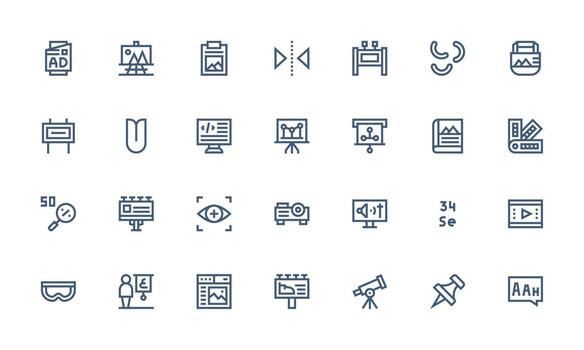 28 Bold Line Style Icons from Visual Collection User Interface Icons for Digital Products vector