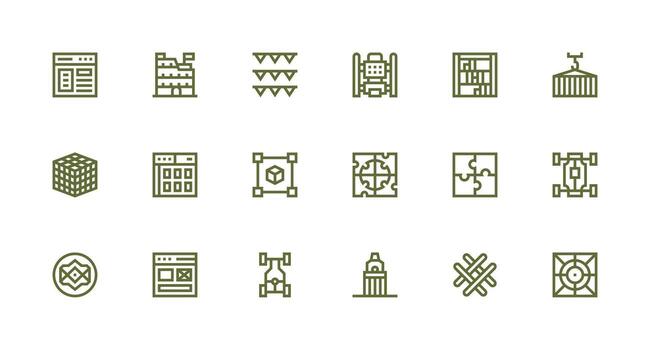 Framework Set with 18 Strong Stroke Line Icons Neutral Style Icons for Any Project vector