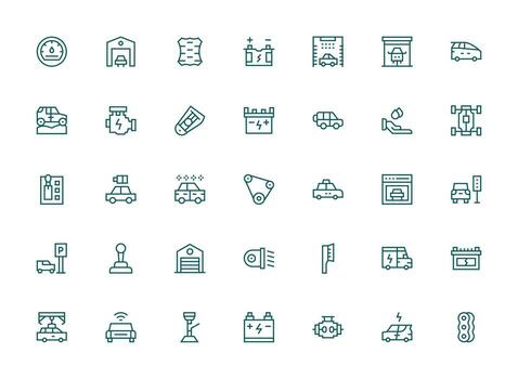 35 Regular Clean Line Style Icons from Automobile Collection Interface Icon Collection vector