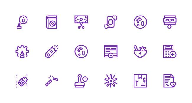 Void Set with 18 Strong Stroke Line Icons Minimal Icon Set for Interface Projects vector