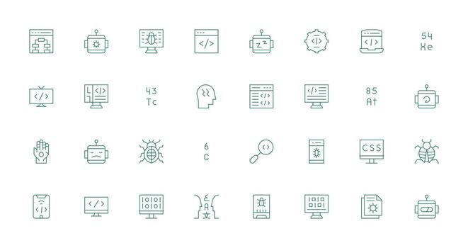 32 Icons for Programming in Thin Line Format UI Icon Set vector