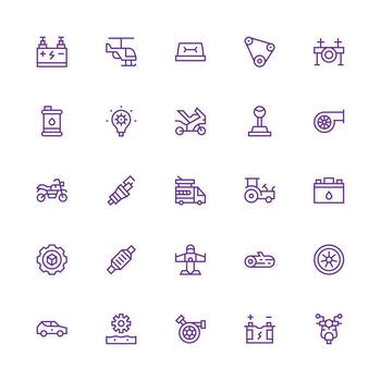 25 Icons for Engine in Medium Stroke Outline Format Design Ready Icon Set for Teams vector