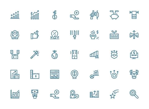 35 Regular Clean Line Style Icons from Increase Collection Dashboard Icon Series vector