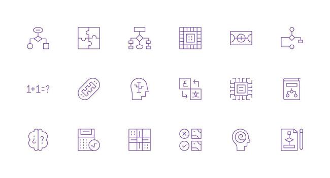 18 mínimo línea vectores para lógica tema ui icono conjunto