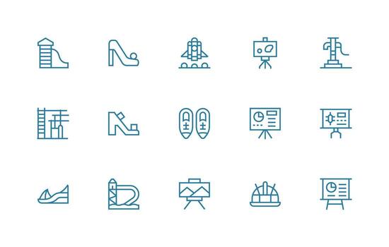 diapositiva presentando 15 íconos en regular línea diseño basado en temas icono paquete vector