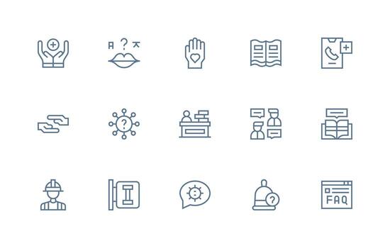 ayuda conjunto con 15 regular línea íconos monitor icono paquete vector