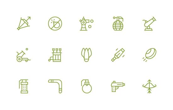 Regular Line Style Projectile Icons with 15 Vectors Professional Icon Set