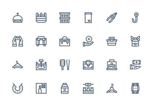Hold Visual Pack containing 24 Thick Line Line Icons Minimal Icon Set for Interface Projects vector