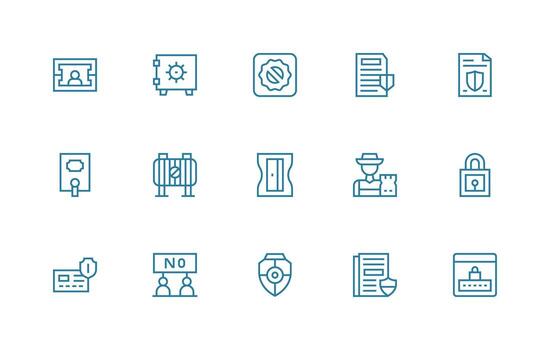 15 Access Control Icons in Regular Line Aesthetic Optimized Icon Pack for Digital Products vector