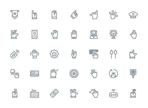 35 Icons for Command in Regular Clean Line Format Flexible Icon System for Web Interfaces vector