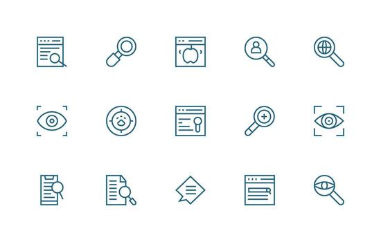 15 íconos para vistazo en regular línea formato línea icono colección vector
