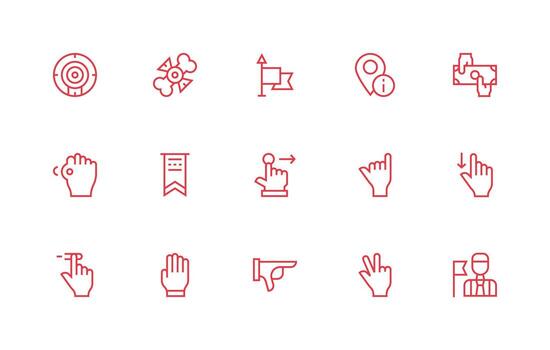 Regular Line Style Pointer Icons with 15 Vectors Organized Icon Pack for Quick Access