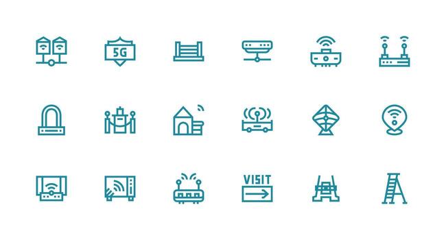 Strong Stroke Line Icons from Access Point Set with 18 Vectors Pixel Perfect Icon Set