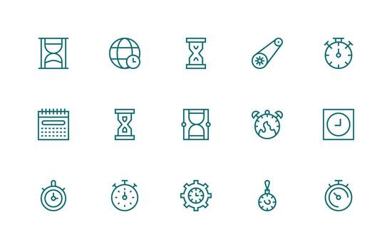 sincronización icono colección con 15 regular línea diseños escalable icono paquete vector