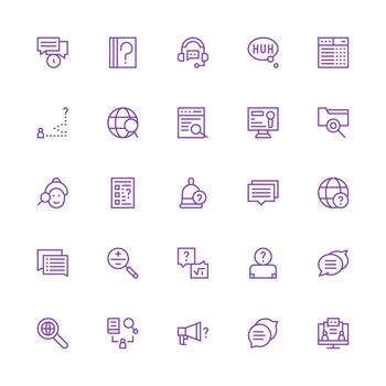 25 Medium Stroke Outline Icons for Query Graphics Balanced Icon Set for Functional Design vector