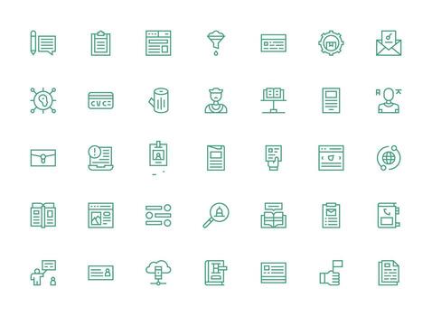 regular limpiar línea estilo información íconos con 35 vectores listo para la interfaz de usuario icono colección