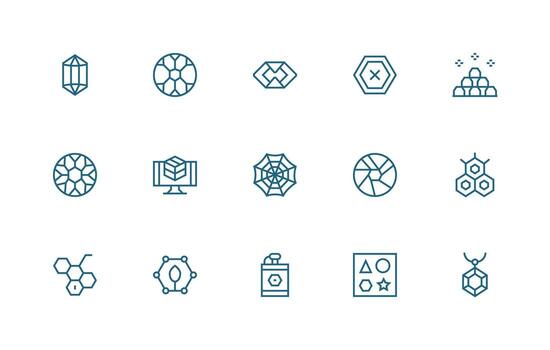 15 Regular Line Style Icons from Hexagon Collection Fully Editable Icon Set for Web vector