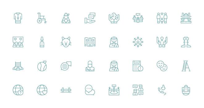 32 Delgado línea íconos para apoyo gráficos lleno icono biblioteca para ui diseñadores vector