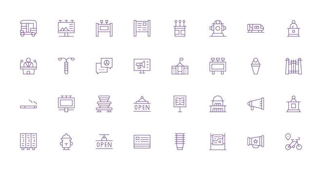Public Set with 32 Thin Line Icons Reusable Icon Set vector