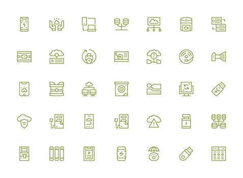 Backup featuring 35 Icons in Regular Clean Line Design Neutral Style Icons for Any Project vector