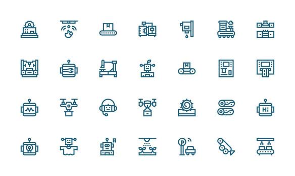 automatizado icono conjunto con 28 negrita línea gráficos claro y conciso icono conjunto colección vector