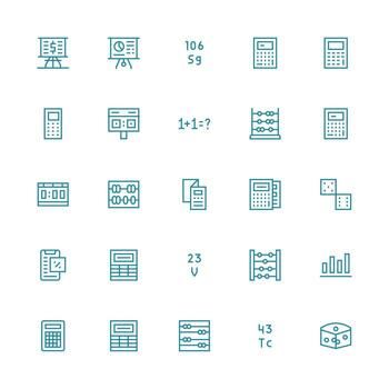 Numbers featuring 25 Icons in Medium Stroke Outline Design Flexible Icon System for Web Interfaces vector