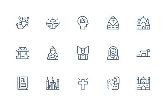 regular línea íconos desde espiritual conjunto con 15 vectores bien estructurado íconos para creativo utilizar