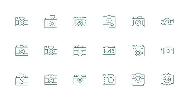 18 Icons for Snapshot in Minimal Line Format Detailed Icon Collection for Design Systems vector