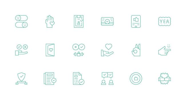 Acceptance Icon Collection with 18 Minimal Line Designs Design Ready Icon Set for Teams vector