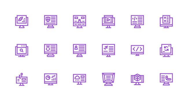 18 fuerte carrera línea íconos para computadora pantalla gráficos simplificado icono paquete para visual herramientas vector